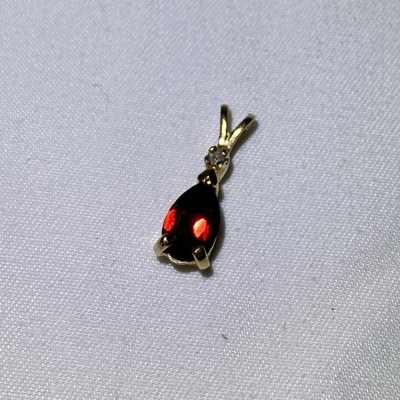 10kt Garnet with Diamond Accent Pendant - Picture 2 of 8